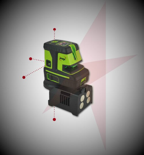 Imex LX25PD Red Crossline & 5 Dot Laser Level with Laser Detector